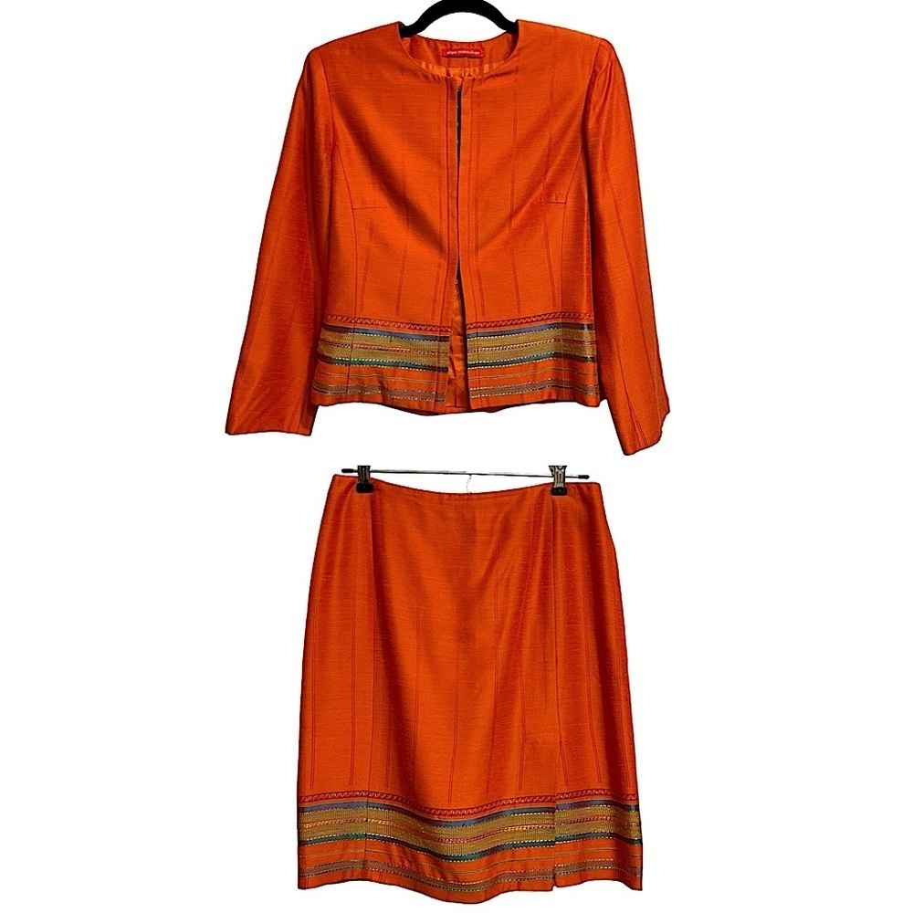 Alain Manoukian Vintage Orange Designer Jacket & Skirt Size 38 or 6 US